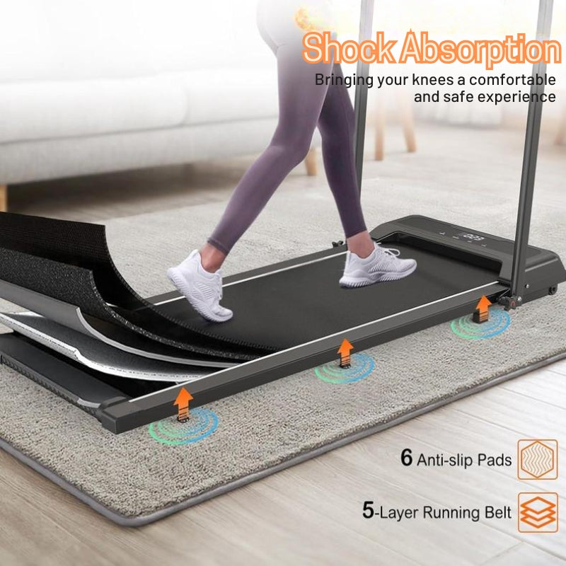 2-In-1 Portable Treadmill with Handle for Home & Office Use