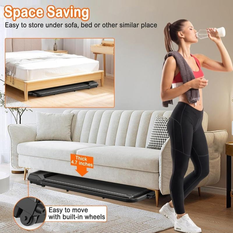 2-In-1 Portable Treadmill with Handle for Home & Office Use